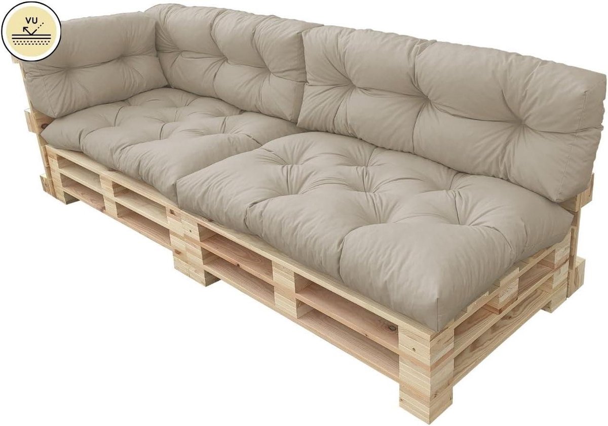 Palletkussen Set - Europallet Kussen - Tuinmeubilair Aankleden - UV-bestendig Materiaal - Set Van 5 - Beige