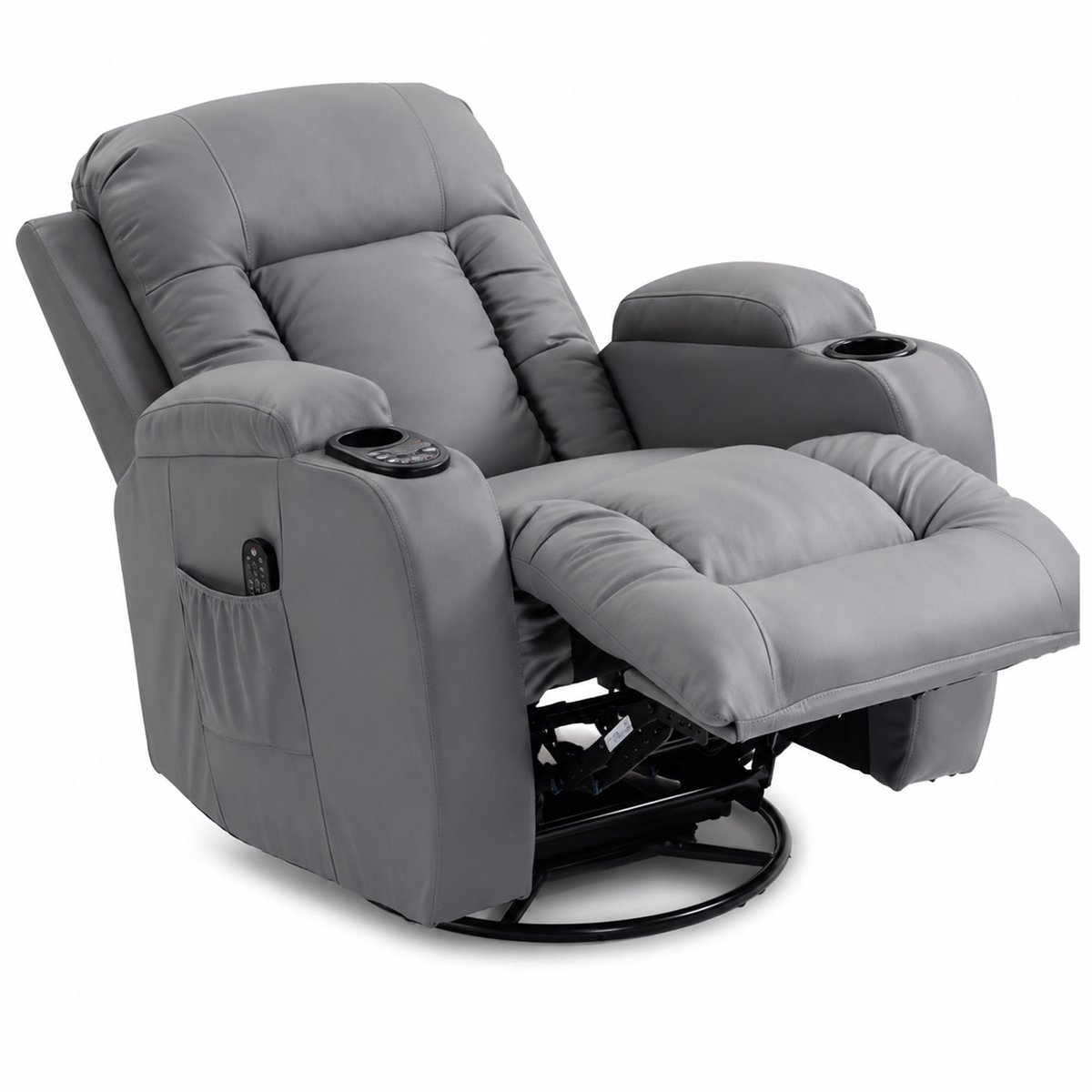 HOMCOM Massage Relaxstoel met Warmtefunctie - Relaxfauteuil - Tv-stoel - Ligstoel - Lichtgrijs – foto 7
