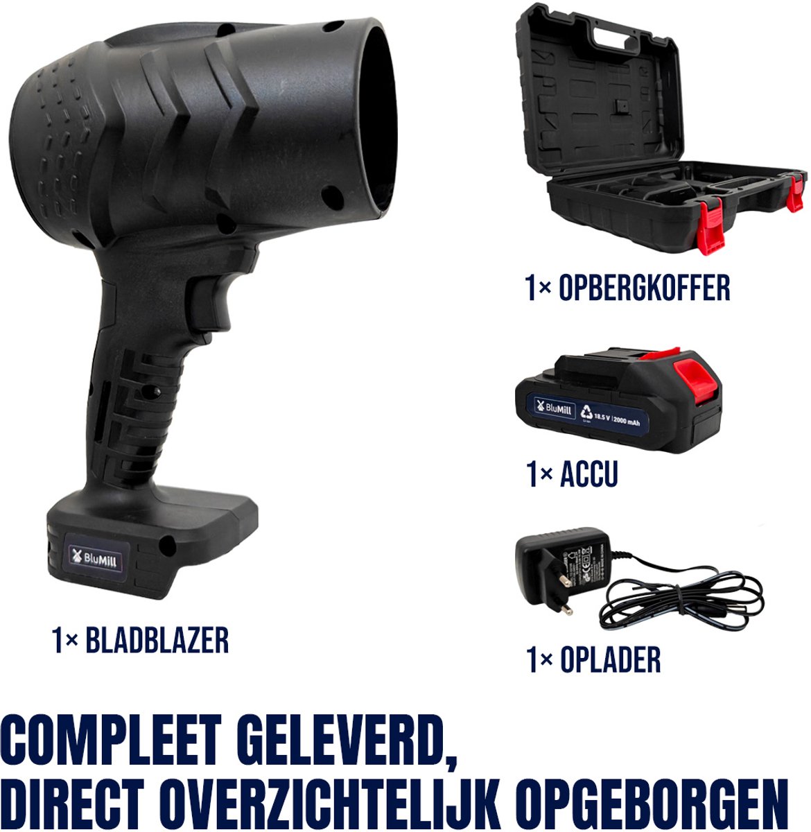 BluMill Turbo Bladblazer - Accu Bladblazer - Draadloos - 18,5V 2,0Ah - Incl. Accu en Oplader - Lichtgewicht – foto 7