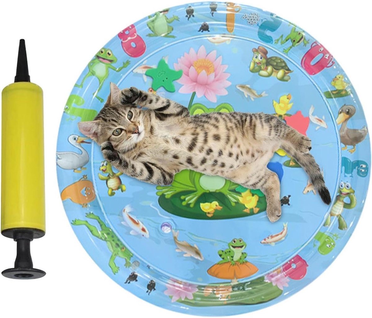 Katten Watersensor Mat - Opblaasbaar Koelkussen - Huisdieren Koel Houden - Versterkt Lekvrij PVC - 65 cm - Kikker model