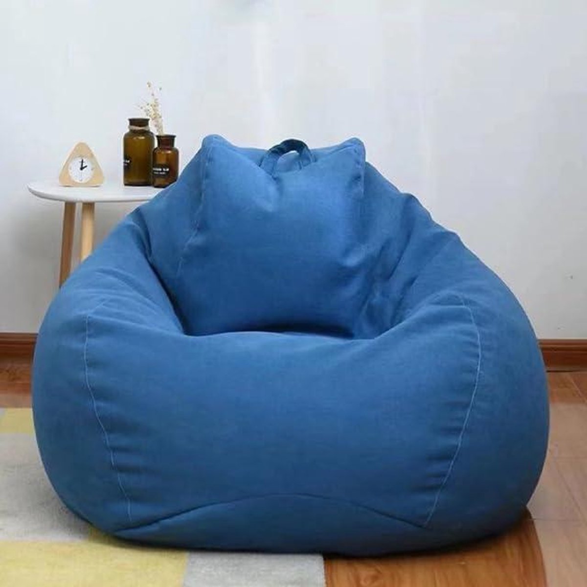 Zitzakhoes - Luie Bankhoes Poef - Ontspannen Binnen Buiten - Met Speelgoedopslag - 100x120cm - Blauw