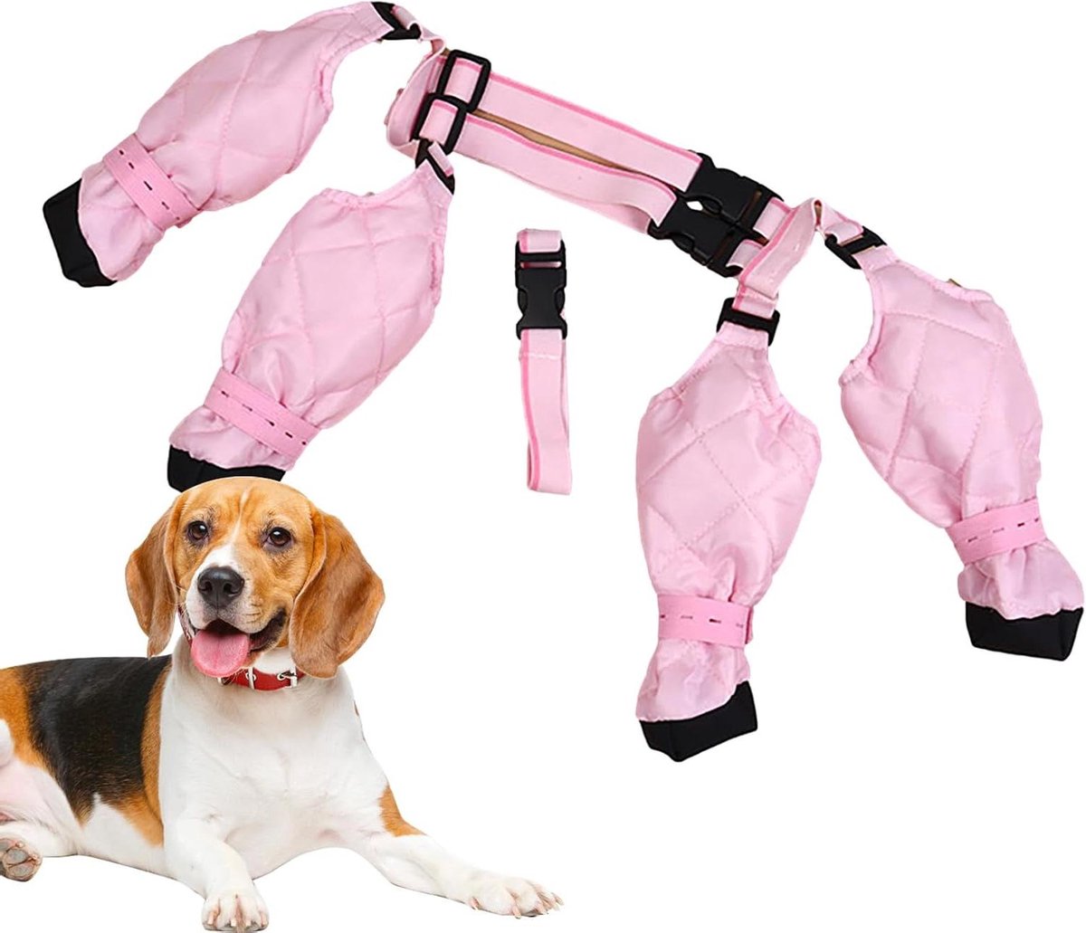 Hondenlaarzen Pootbeschermers - Hondenschoenen Leggings - Poten Beschermen - Verstelbare Bandjes - Maat L - Roze