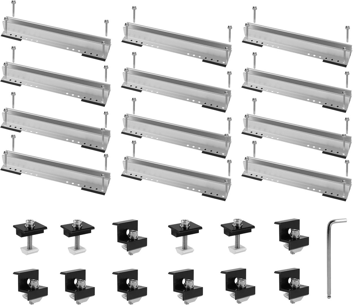 Zonnepaneel houders voor platte daken, 6 stuks, aluminium montagerails voor zonnepanelen