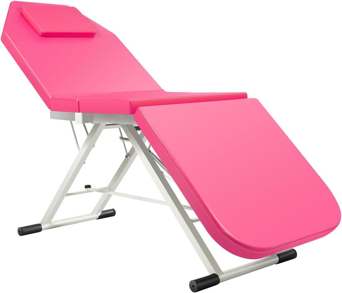 Massage Bed - Cosmetische Lounger Massage Tafel - Professionele Massage - Flexibele Rugleuning - 180 x 60 cm - Roze