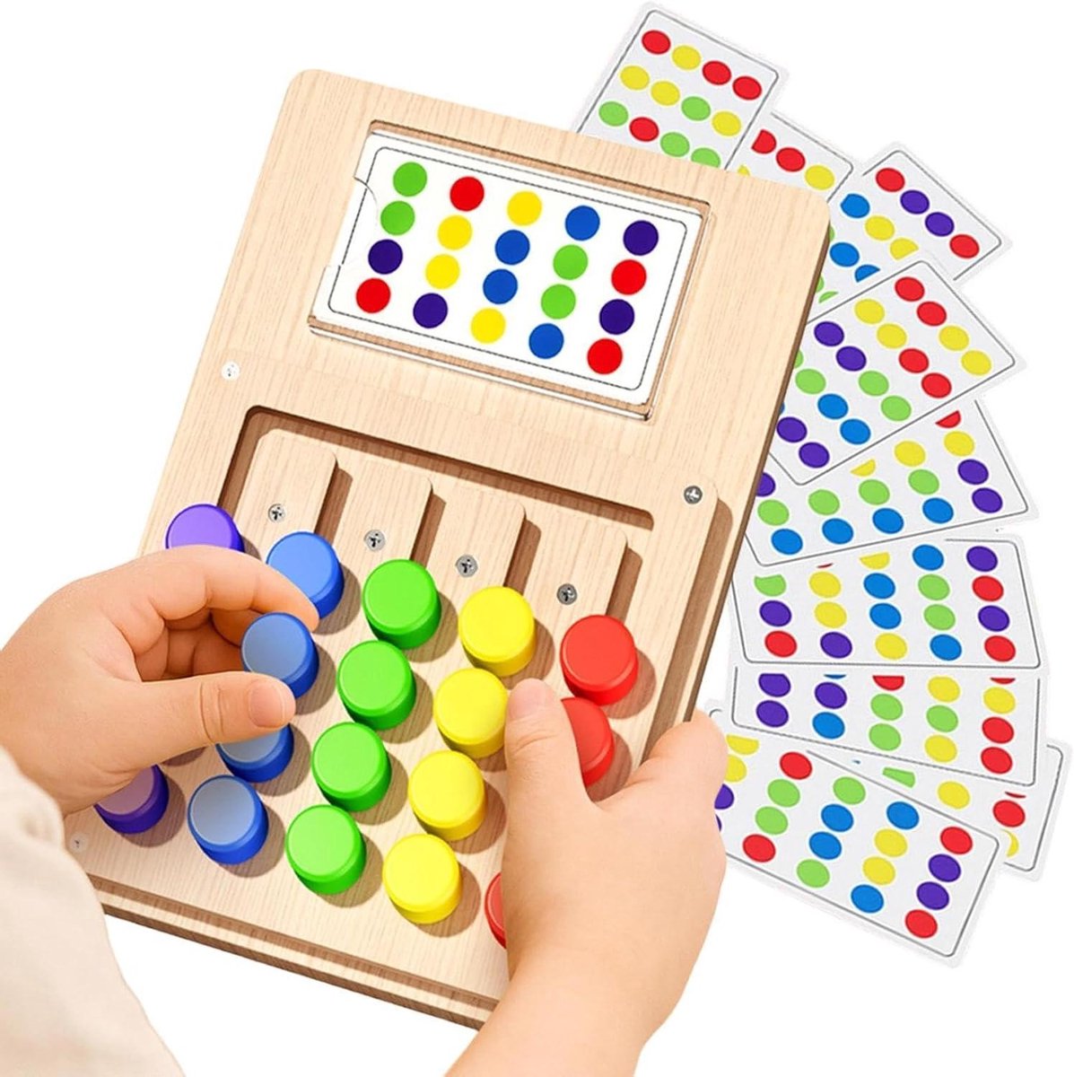 Kleurmatch Speelgoed - Schuifpuzzel Bord - Cognitieve Stimulatie - Aanpasbare Moeilijkheidsgraden - 23 x 16 x 3 cm - Multicolor