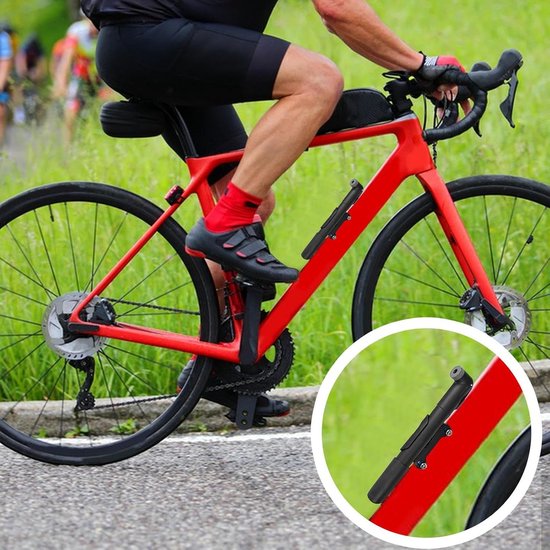Mini Fiets Pomp - Draagbare Bandenpomp - Banden Oppompen - Dubbele Ventiel Compatibel - 24 cm - Zwart — afbeelding 3