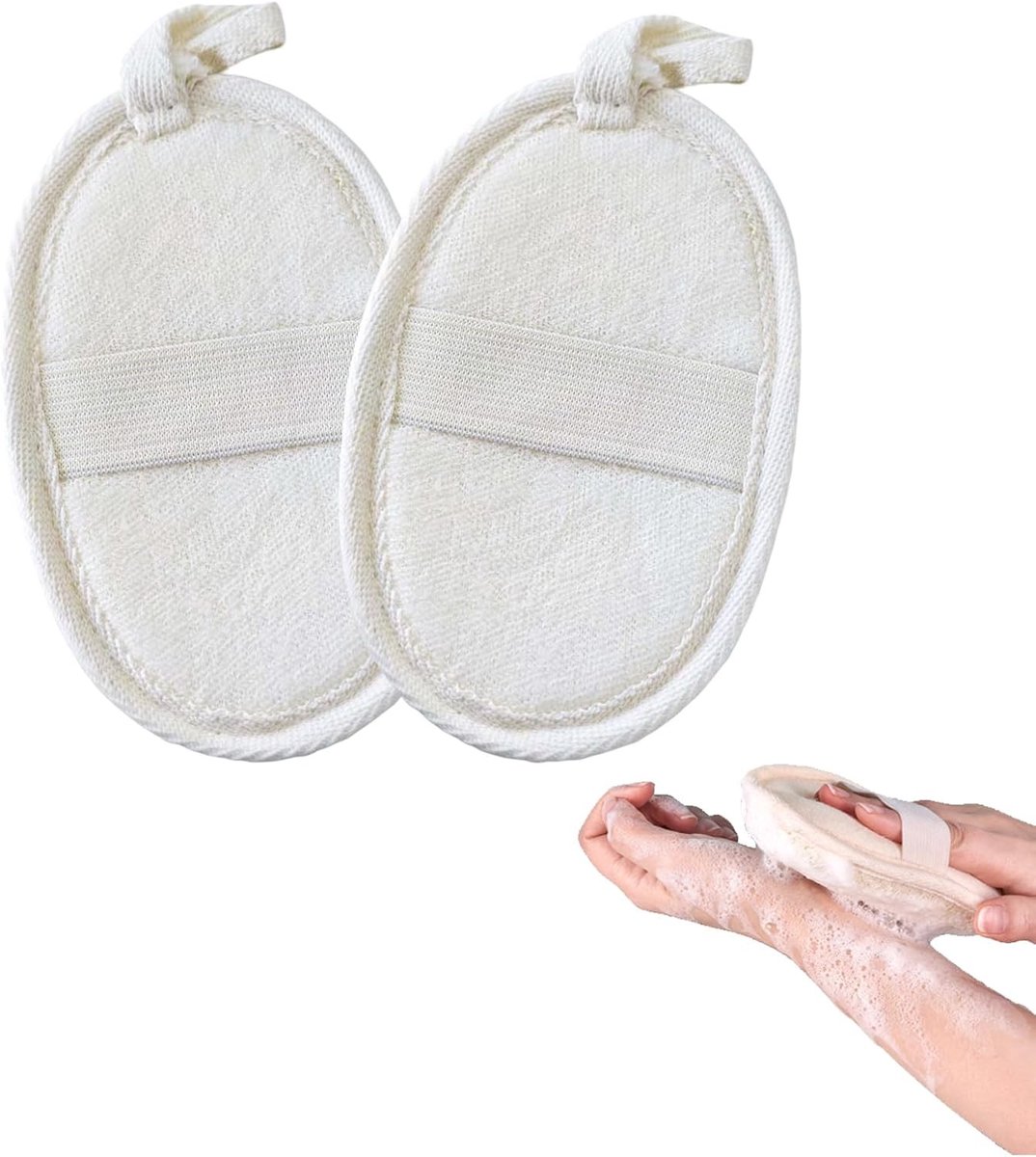 Natuurlijke luffa-sponzen 2 stuks, exfoliërende lichaamsscrubber, milieuvriendelijk en biologisch afbreekbaar voor diepe reiniging en huidverzorging