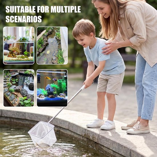 Schepnet Aquarium - Visnet Klein - Aquarium Onderhoud - Fijnmazig Net - 1 Stuks - Zwart Wit — afbeelding 2
