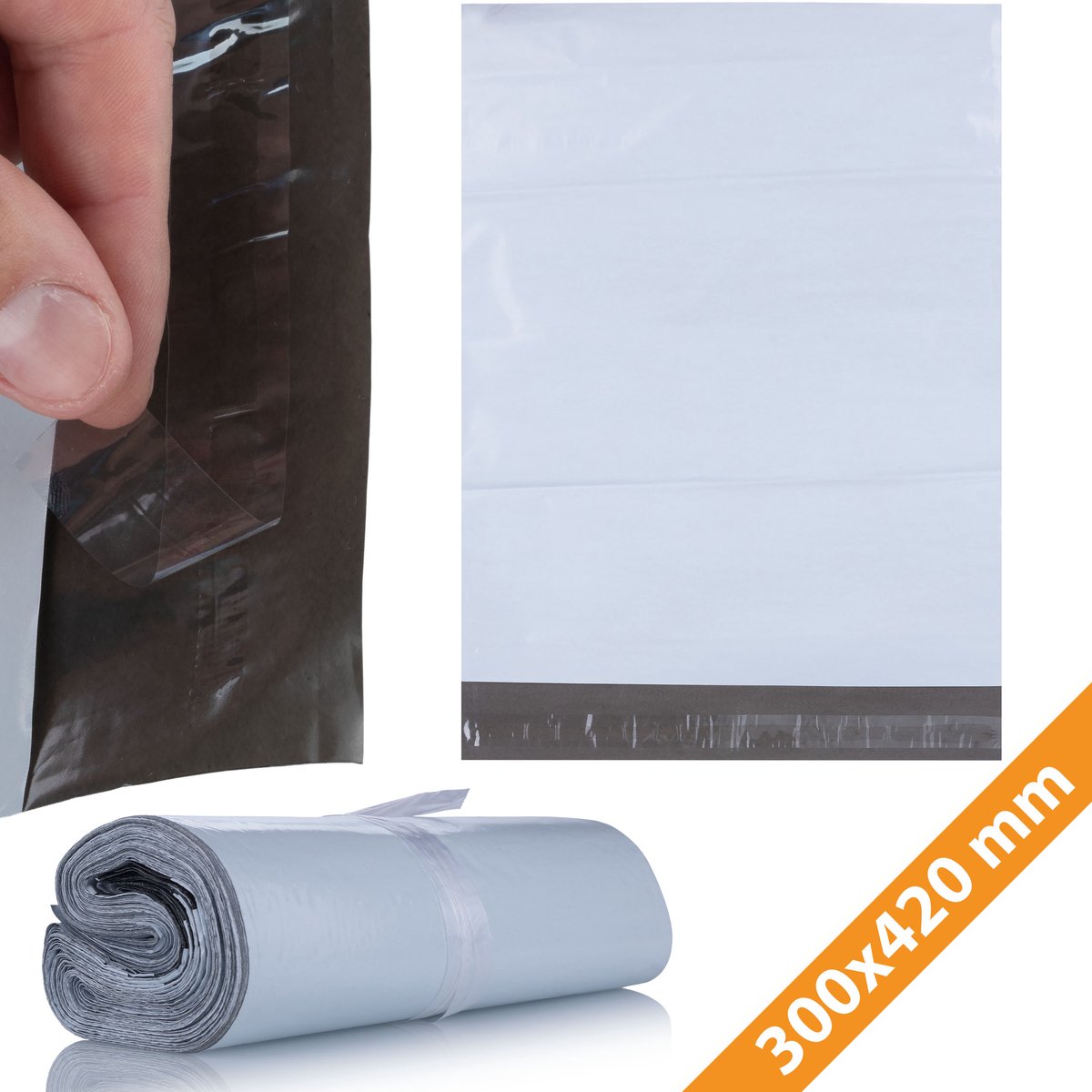 Rosfix Verzendzak Koerier - Wit LDPE Zelfklevend Sluitstrip - 300×420 mm 50µm 100 St