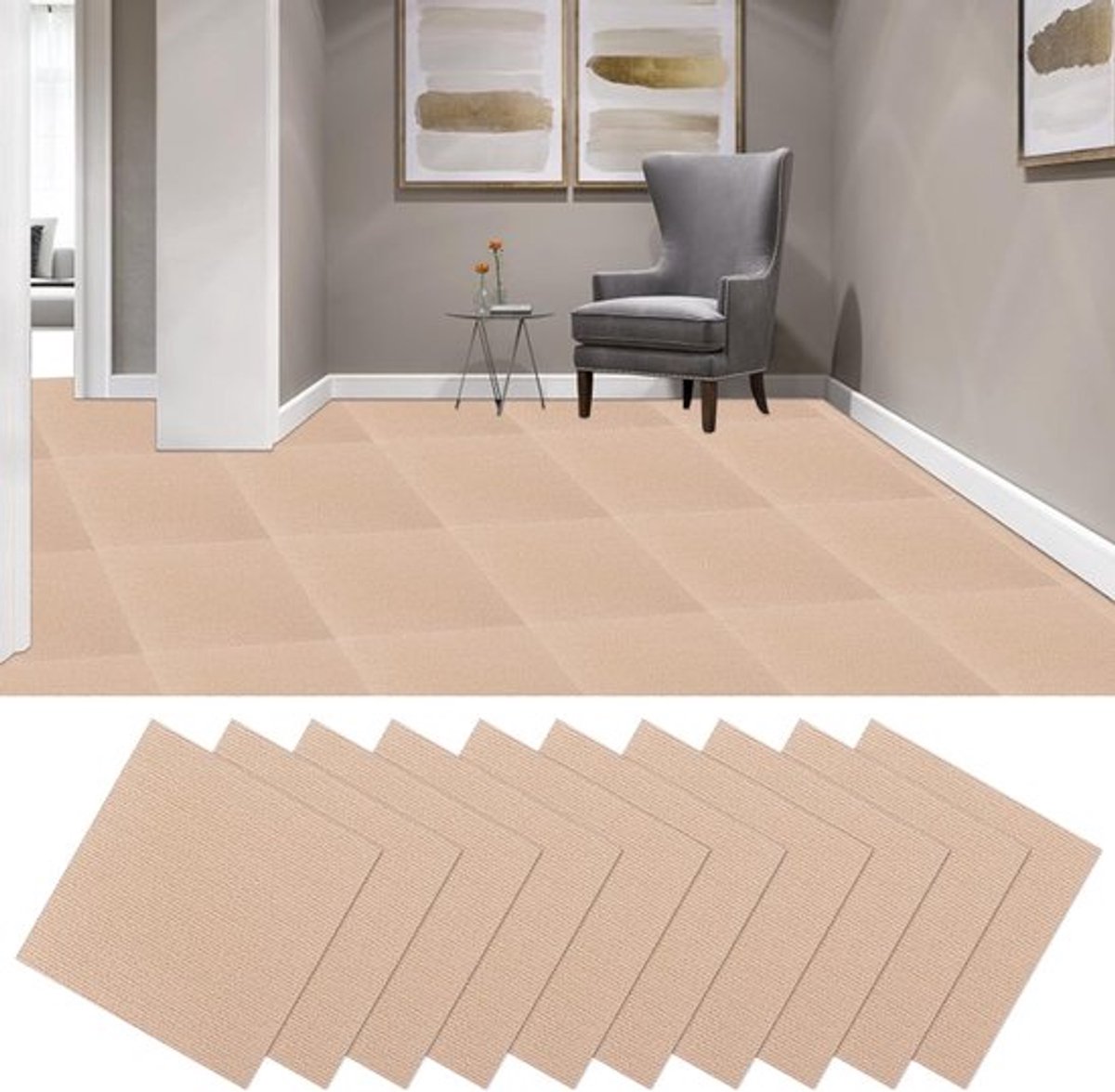 Zelfklevende Vloertegels 30x30cm - 30 Stuks voor Woonkamer, Balkon en Kantoor - Eenvoudig te Leggen en Duurzaam in Khaki