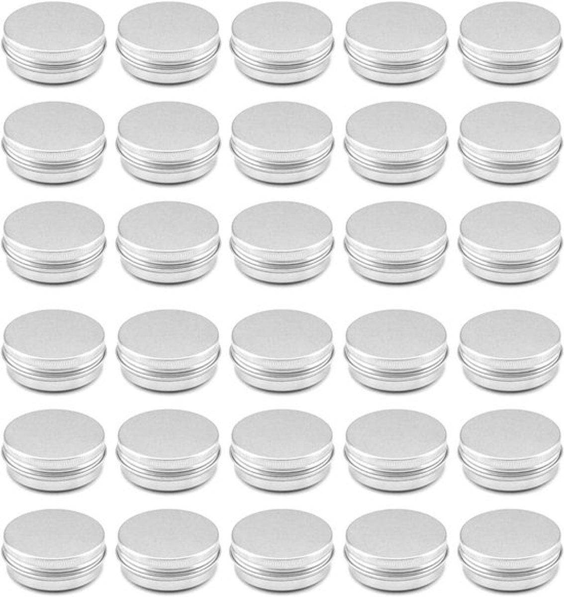 Set van 30 Lege Aluminium Potjes met Deksel, 30 ml, Ideaal voor Crème, Lotion, Cosmetica en Sieradenopslag