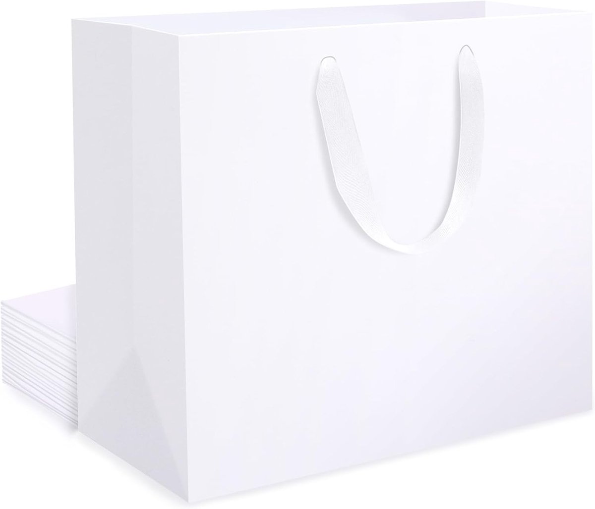 Grote Witte Cadeautassen - 250gsm Papieren Tassen met Handvat - 10 Stuks - Ideaal voor Verjaardagen, Bruiloften en Feestjes - Afmetingen L 32 x 11.5 x 28 cm
