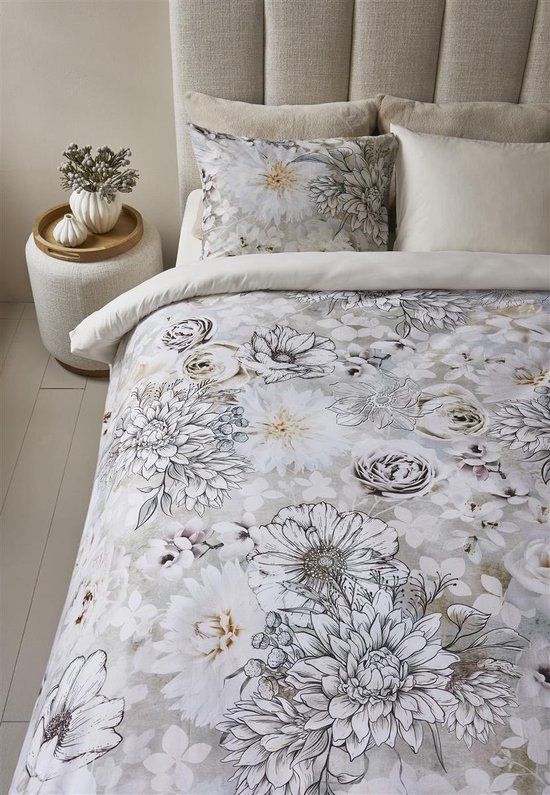 Rivièra Maison - Flourish dekbedovertrek - Lits-Jumeaux XL - 260x200/220 cm - Zand van Merkloos — afbeelding 3