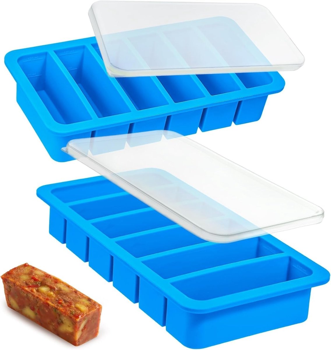 Siliconen ijsblokjesvormen voor soep en bouillon, 3-delige set met 6 gaten per houder voor perfecte porties, ideaal voor invriezen en sauzen