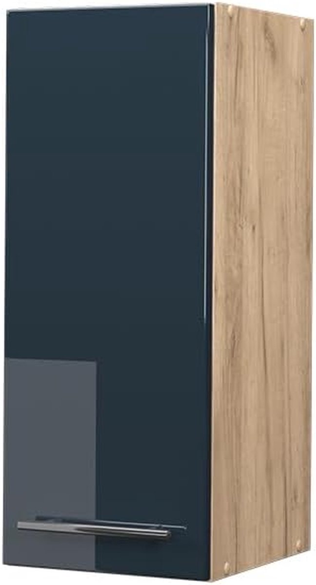 Hangkast Keuken - Muurkast Opbergruimte - Keuken Organiseren - Soft-close Scharnieren - 30 cm Breed - Donkerblauw Hoogglans