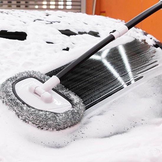 Autowasborstel - Uitschuifbare borstel - Voertuigen Reinigen - 15 graden gebogen steel - 50-110 cm - Zwart Grijs — afbeelding 4