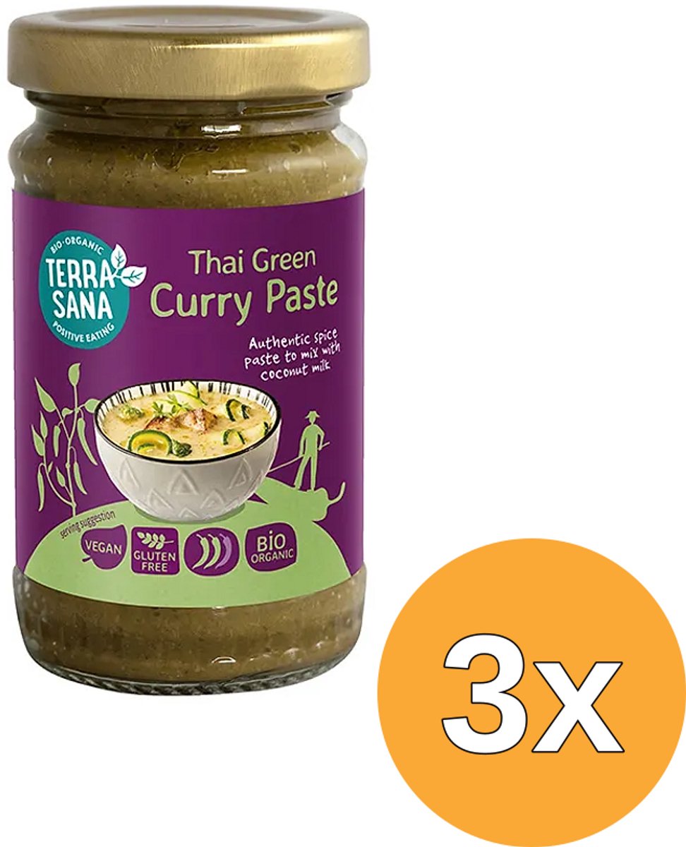 3x Terrasana Thaisegroene Currypasta Bio (120 gr)