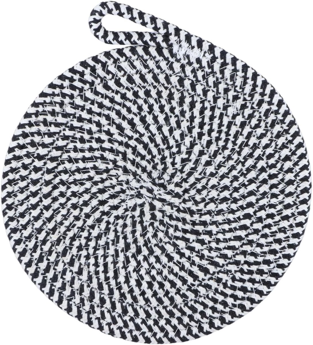 Ronde keramische keukenmat, geïsoleerde geweven pannenonderzetter voor hete gerechten, 20 cm diameter, Bohemian stijl, geschikt voor keuken en decoratie