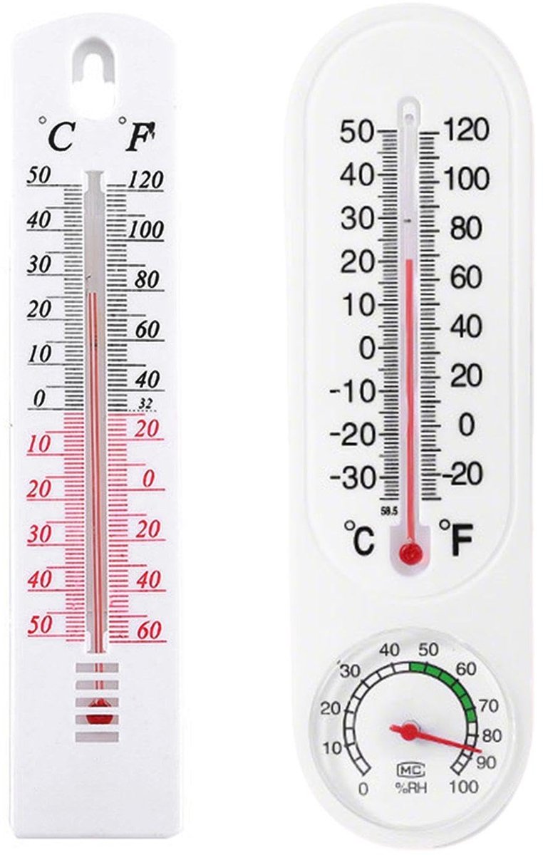 Set van 2 binnen- en buitenthermometers voor diverse toepassingen