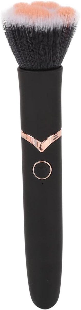 Elektrische Make-up Borstel met Vibratie en Massagefunctie voor Gezicht en Ogen, Geschikt voor Losse Poeder en Blush, Zachte Synthetische Haren, Zwart