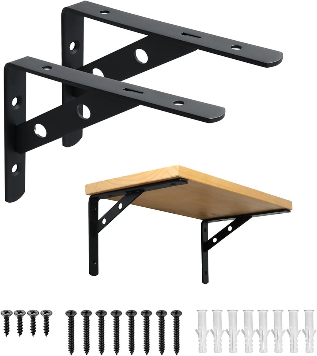 Hoekijzers - Zwart - 150 x 110 x 20 mm - Driehoekige Stalen Plankhoeken voor Wandplanken en Plankdragers