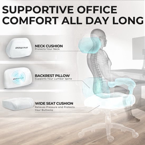 Gamingstoel Ergonomische Bureaustoel - Gaming Chair - Bureaustoel - Gamerstoel - Draaistoel - Verstelbare Hoge Rugleuning - Met Luxe Synthetisch Leer Bekleding - Met Metalen Frame — afbeelding 5