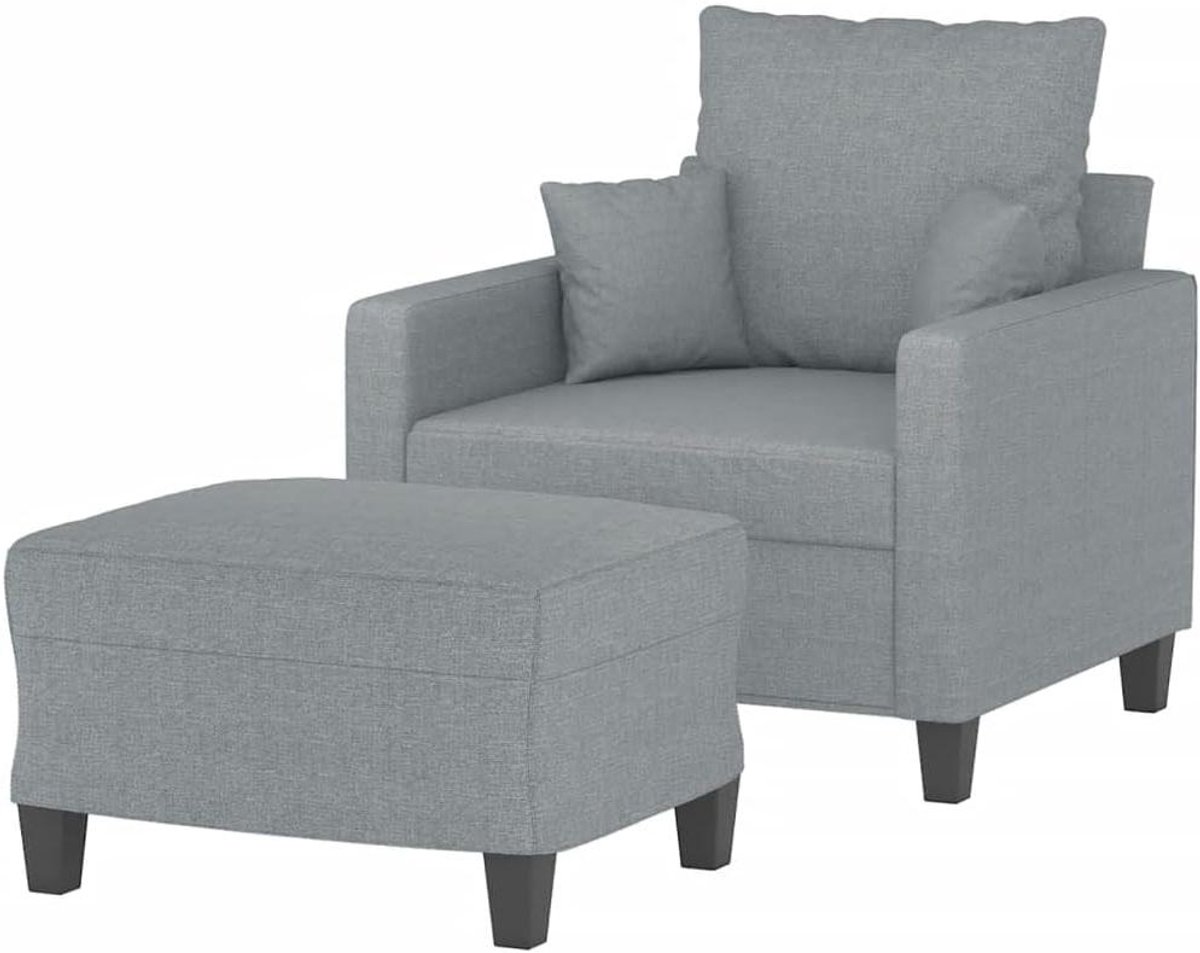 Fauteuil met voetenbank - Relaxfauteuil Zetel - Ontspannen Lezen - Durable stof - 60 cm - Lichtgrijs