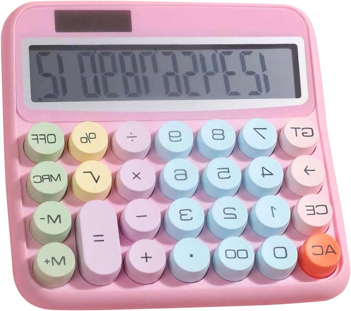 Grote Rekenmachine - Rekenmachine School - Financiële Taken - Grote Knoppen LCD - 12 Cijfers - Roze