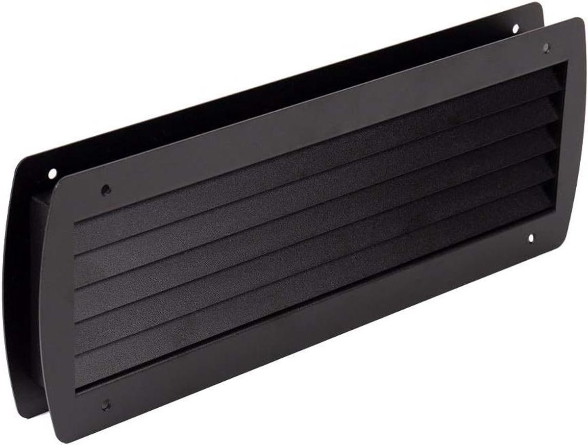 Deurventilatie Rooster - Ventilatierooster Lamellen - Luchtcirculatie Verbeteren - Aluminium Poedercoating - 450 x 165 mm - Zwart