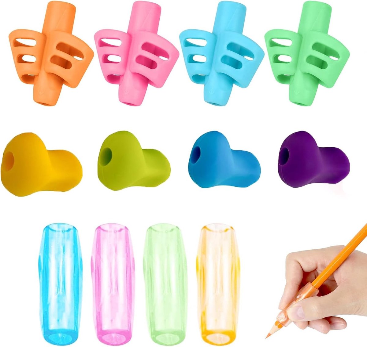 Ergonomische Penhouders voor Kinderen en Volwassenen - 12 Stuks Siliconen Schrijfhulpmiddelen voor Betere Handwriting en Comfortabel Schrijven