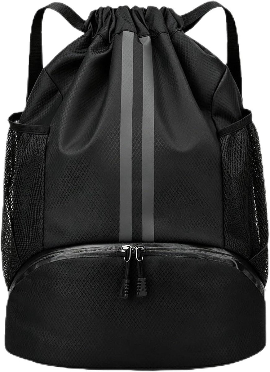 Sporttas met schoenenvak - Gymtas rugzak - Sport en fitness - Waterafstotend nylon - 47x32x15cm - Zwart