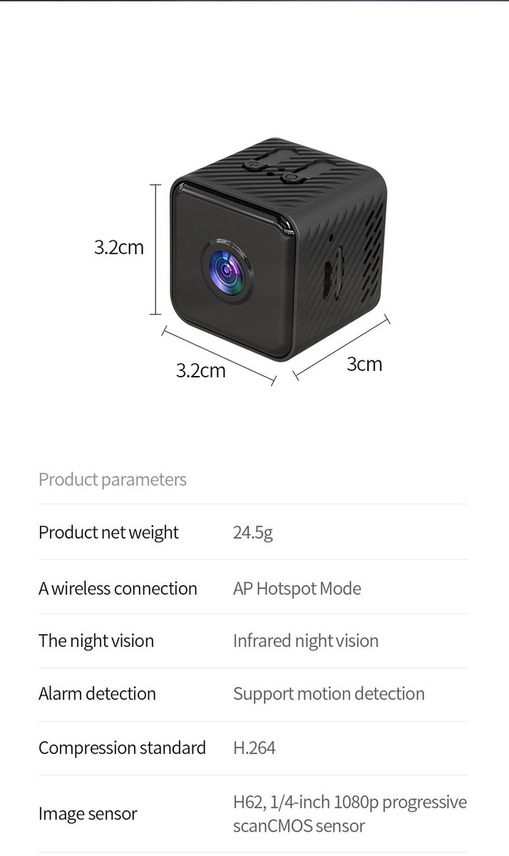 Mini Camera - Draadloze WiFi 1080P Mini Binnen Bewakingscamera - Nachtzicht - Bewegingsdetectie - Externe Opname/Fotografie van MINI — afbeelding 2