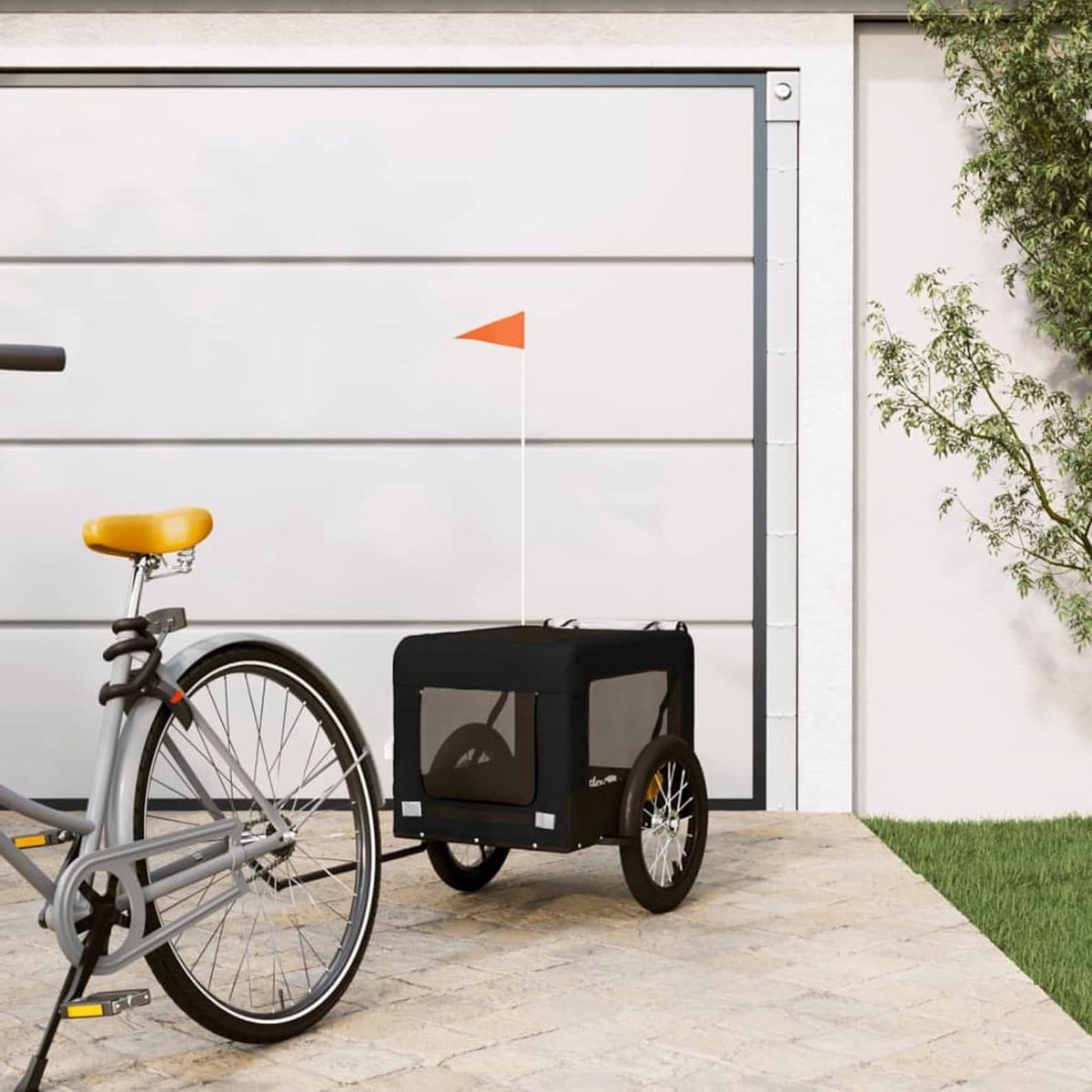 Fietsaanhanger voor Huisdieren - Hondenkar Fiets - Comfortabel Vervoer - Waterafstotende Hoes - 77 x 545 cm - Zwart