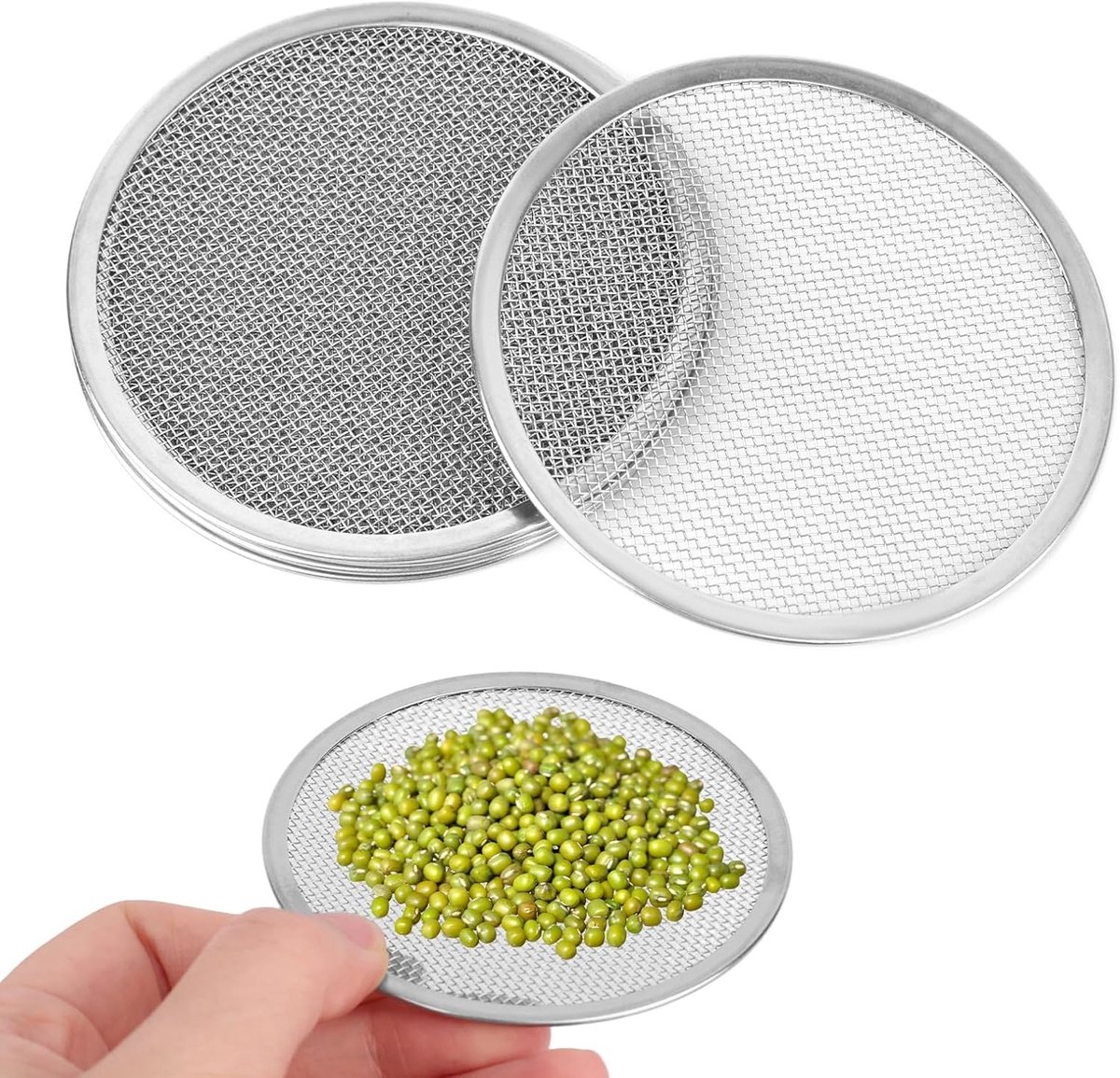Kiempot - Zilver - 8,2 cm Diameter - Roestvrijstalen Deksels voor Zaadkiempotten - Voor Tuinieren en Spruitkweek