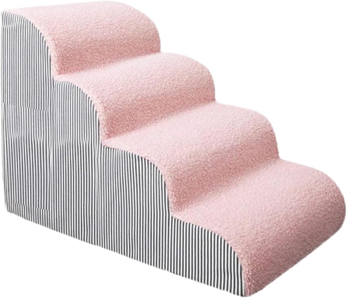 Huisdier trap - Honden treden - Meubels bereiken - Antislip oppervlak - 2 stappen - Roze
