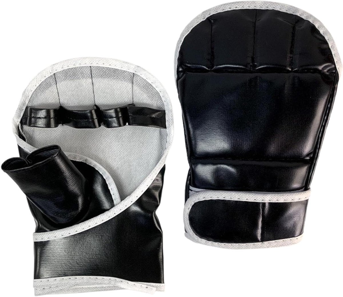 Bokshandschoenen - Sparring handschoenen - Thai vechtkunsttraining - Halfvinger ontwerp - 20.5 x 14 cm - Zwart