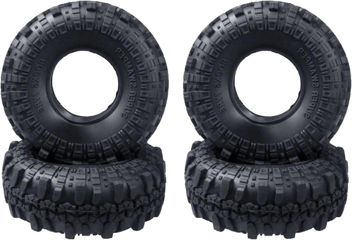 RC Crawler Banden - RC Banden Rubber - RC Auto Rijden - Beadlock Ontwerp - 1.9 Inch 4 Stuks - Zwart