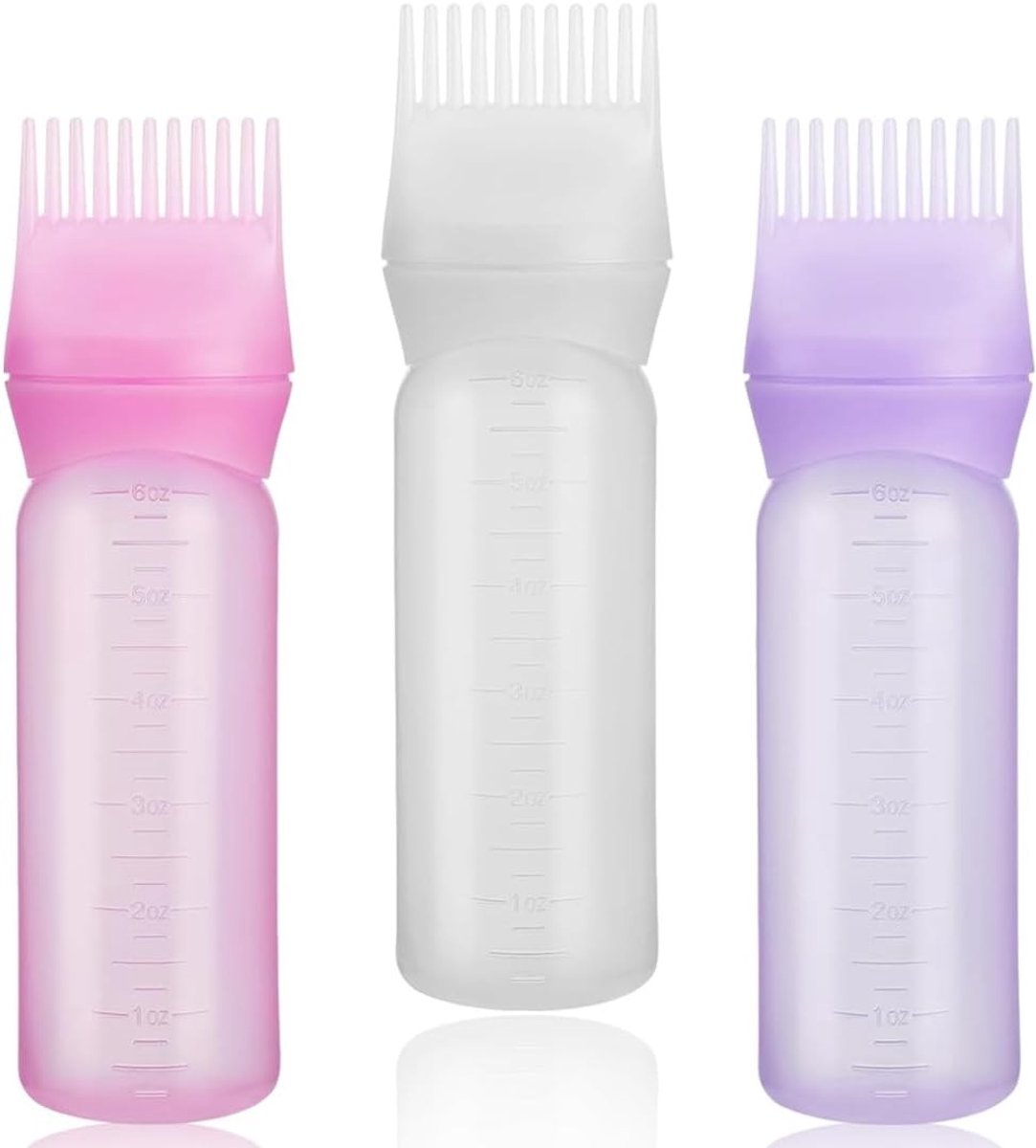 Set van 3 haarverfborstels en applicatieflesjes voor haarkleurmiddelen en haaroliën, ideaal voor een perfecte haarkleur en verzorging