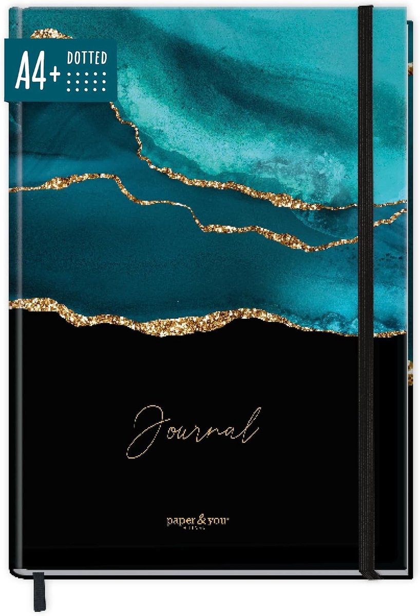 Digitaal notitieboek - Blauwgroen - A4+ - Stipjespapier met Elastiek - Voor Bullet Journaling en Schetsen