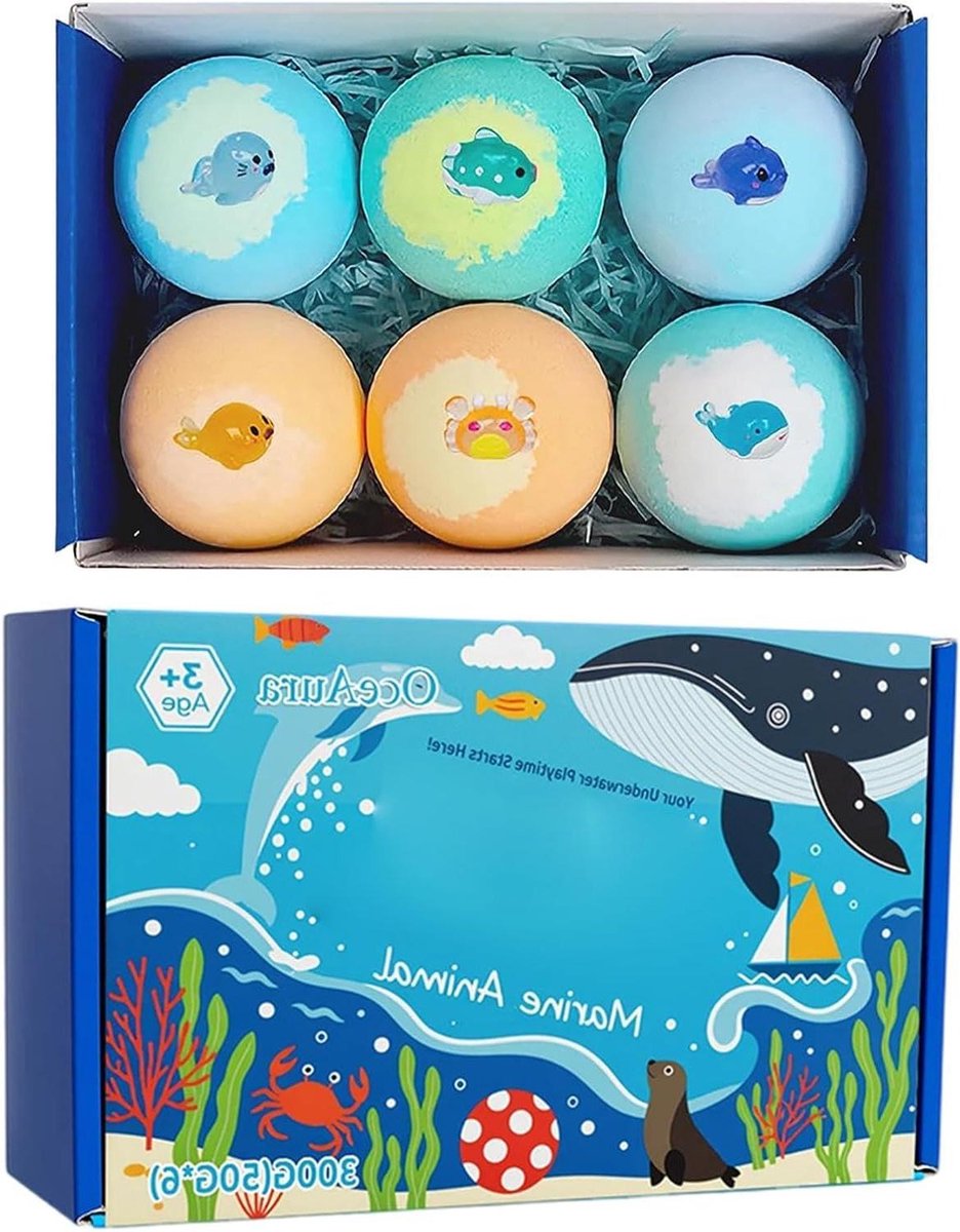 Bruisballen met Speelgoed - Badbommen Set - Ontspannend Baden - Met Verstopte Dierfiguurtjes - 6 Stuks - Multi