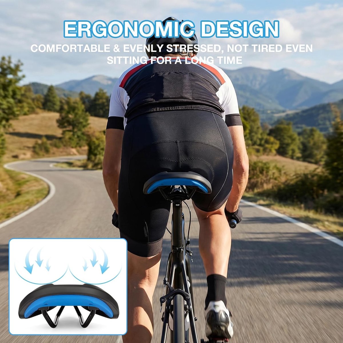 Comfortabel ergonomisch fietszadel - Zwart - Unisex - Waterdicht en Ventilerend - Voor Stadsfiets, MTB en Racefiets