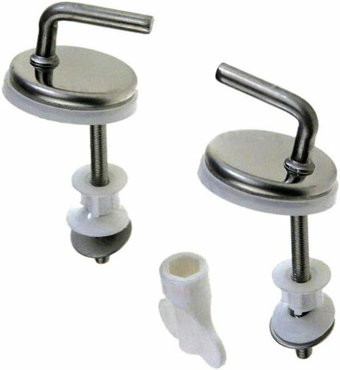 Toiletbril scharnieren - Vervangende bevestiging - Toilet reparatie - Roestvrij staal - 2 stuks - Zilver