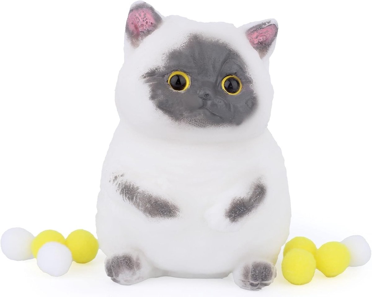 Schattige Stressballen in de Vorm van Katten, Zachte Grijze Speelgoed voor Kinderen en Volwassenen, Perfect voor Ontspanning en Feestjes