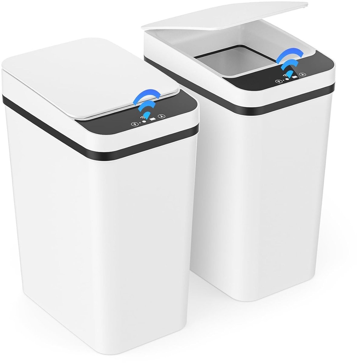 Set van 2 Afvalbakken met Sensor, 12 Liter, Automatische Deksel, Geluidsarm, Waterdicht, Slimme Prullenbak voor Keuken, Kantoor, Woonkamer en Badkamer