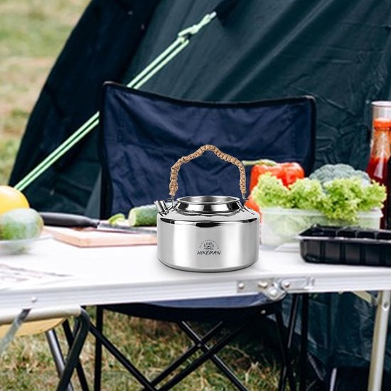 Kampvuur koffiepot - Camping theeketel - Buiten koken - Snel verwarmend - 1.2L - Zilver — afbeelding 4