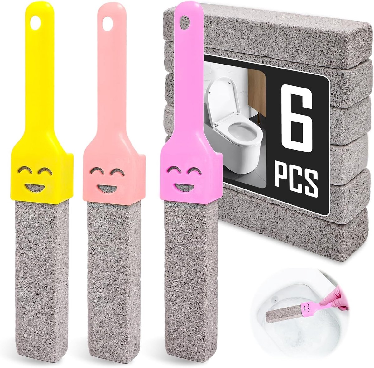 6-delige Pumice Stone Set voor Toiletreiniging, Urine Steen Verwijderaar, Schoonmaakblok voor Badkamer en Wastafel