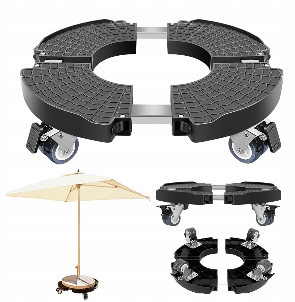 Verrijdbare Plantenstandaard met 360° Zwenkwielen - Verstelbaar tot 48cm