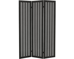 ML-Design Ruimteverdeler kamerscherm 3-delig Kobe zwart opvouwbaar 170x121 cm met paulowniahouten frame paravent, klaar voor gebruik , ruimtebesparend, licht en mobiel, ideaal voor scheiden van ruimtes in woonkamer, slaapkamer en kantoor