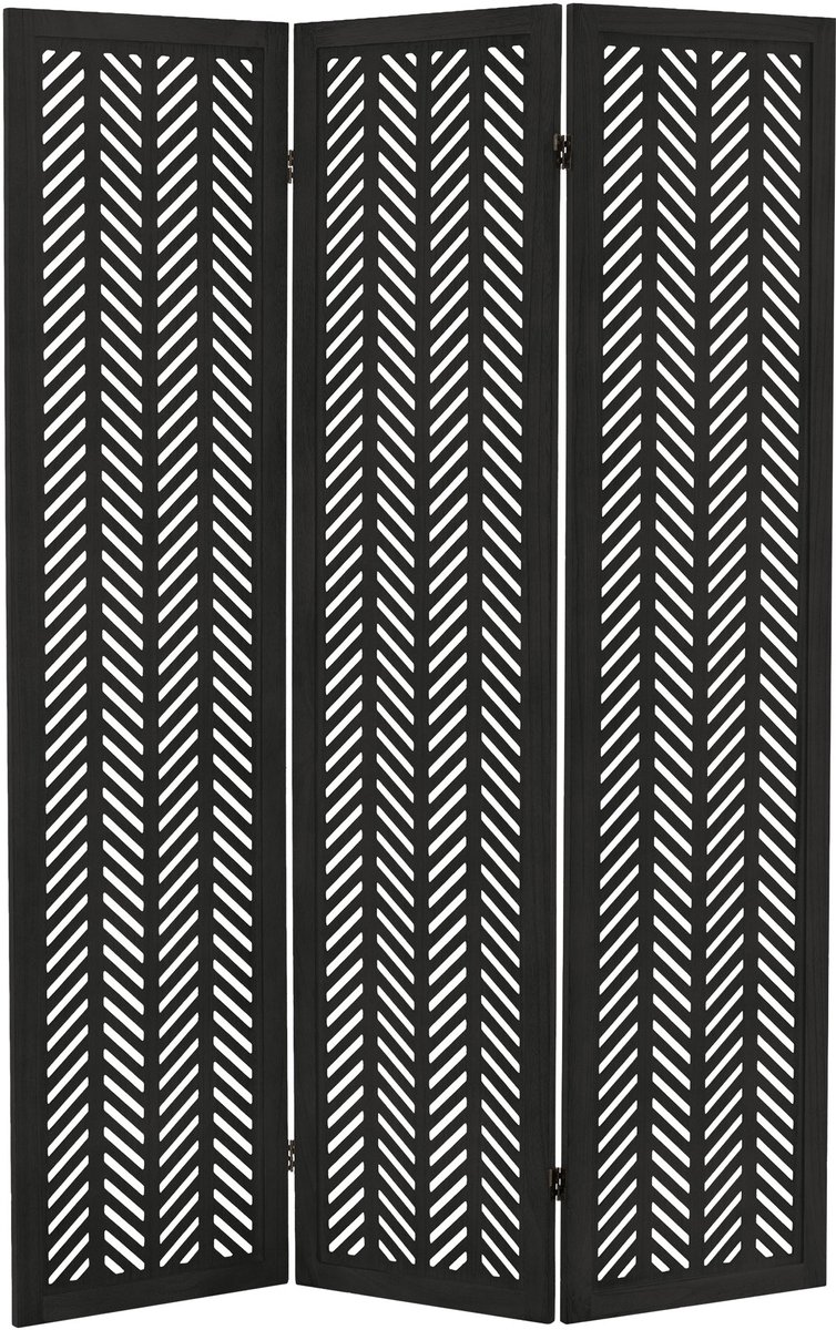 ML-Design | Kobe-kamerscherm, 3-delig, van hout, 170 x 121 cm, zwart, opvouwbaar kamerscherm, scheidingswand voor binnenshuis
