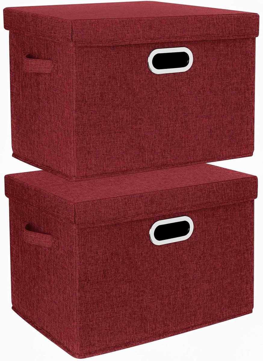 Grote Opbergdozen met Deksel, Vouwbaar en Wasbaar, Set van 2, 44x30x29cm, Ideaal voor Organisatie en Opslag in Huis